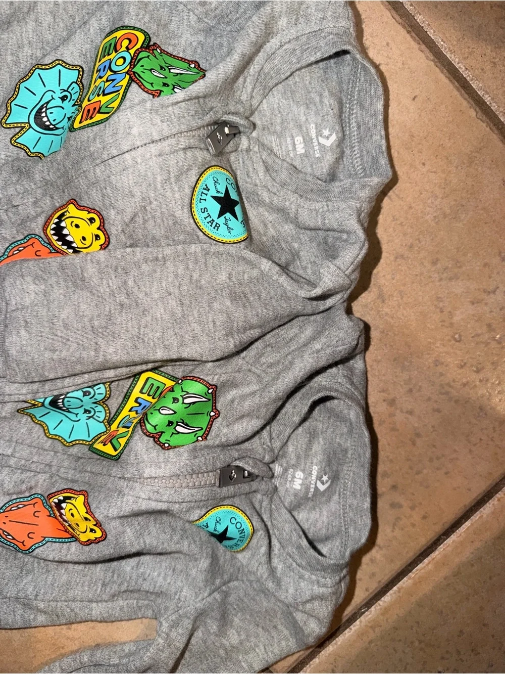 Converse Gray Footed One-Piece Pajamas with Bright Patch Graphics 2 PACK